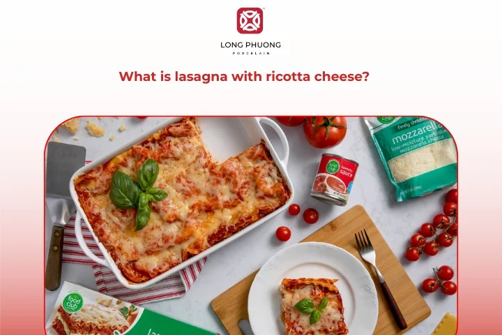 Traditional lasagna layered with ricotta cheese instead of béchamel sauce