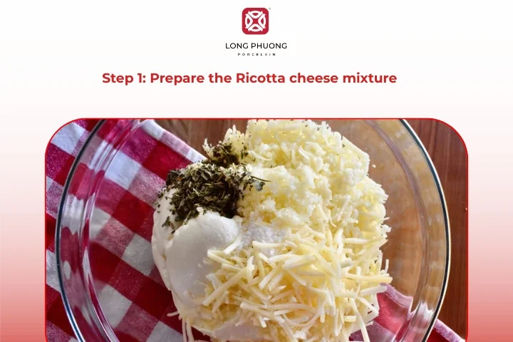 Ricotta cheese mixture blended with herbs and seasonings for lasagna layers