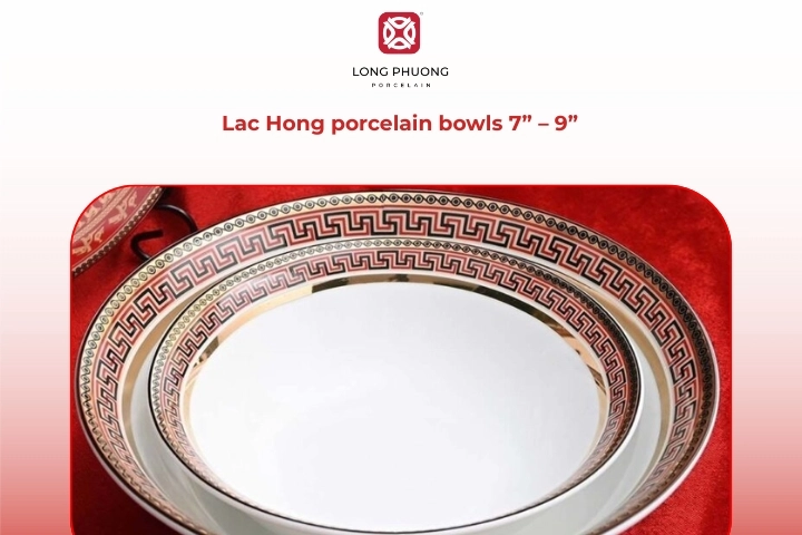 Lac Hong porcelain pasta bowls in 7 to 9 inch sizes for elegant pasta serving