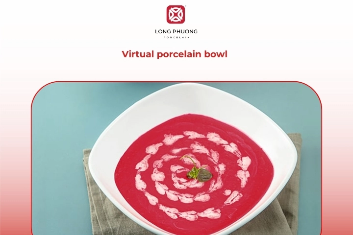 Minimalist virtual porcelain bowl suitable for modern pasta bowl plate presentation