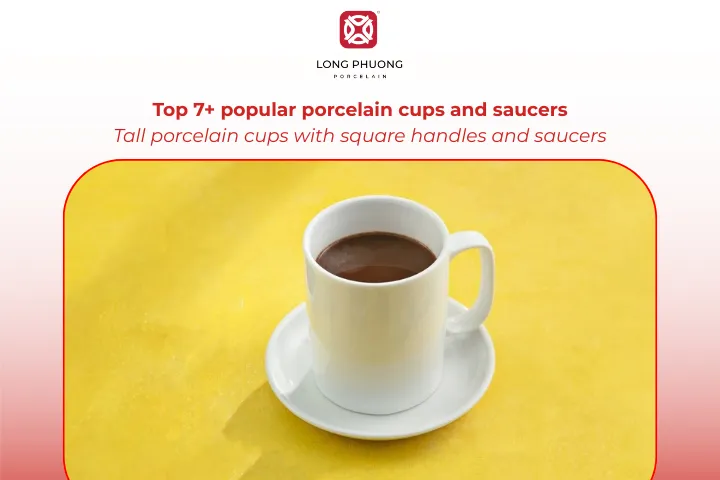 Tall porcelain cups and saucers provide extra capacity without sacrificing elegance