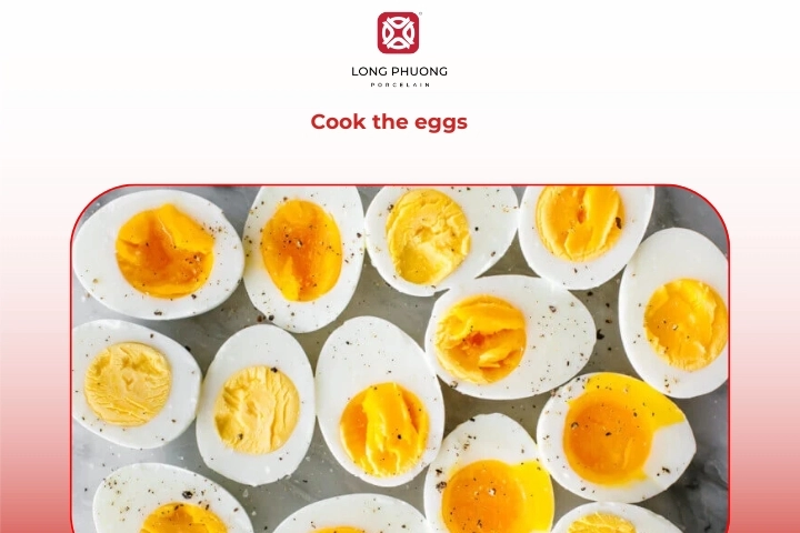 Perfectly boiled eggs used in a traditional salade Nicoise recipe