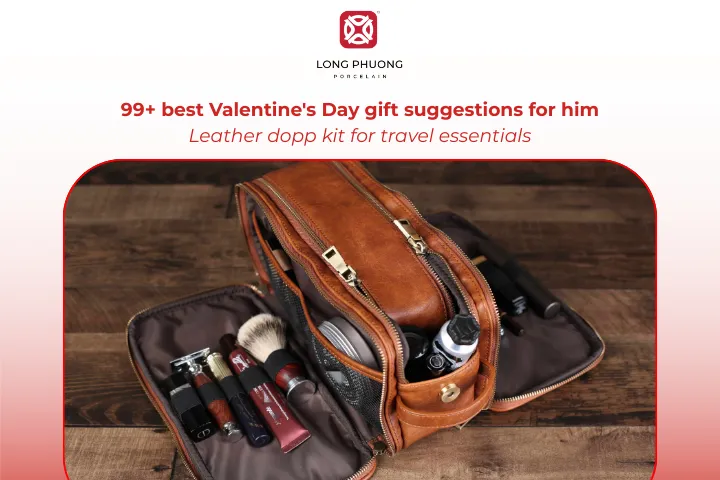 Leather dopp kits keep his travel essentials organized in style