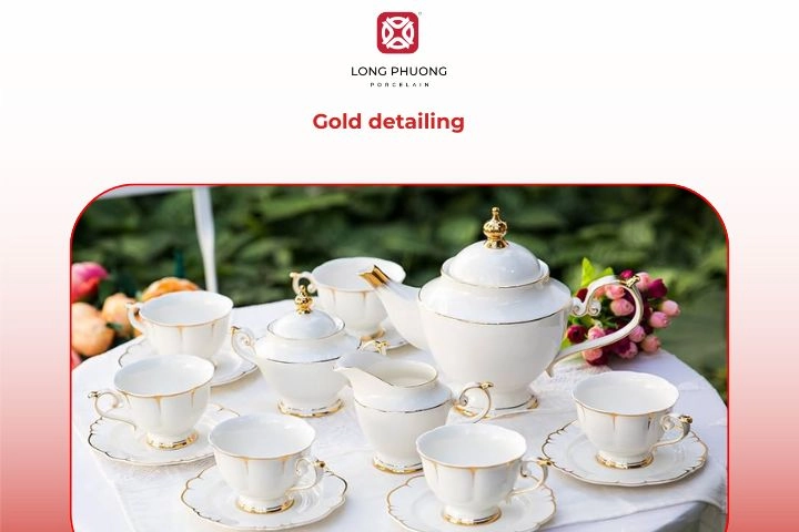 Fine gold accents enhancing porcelain teapot design