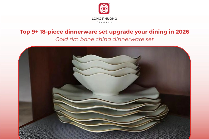 The 18-piece gold rim bone china dinnerware set is ideal for formal dining