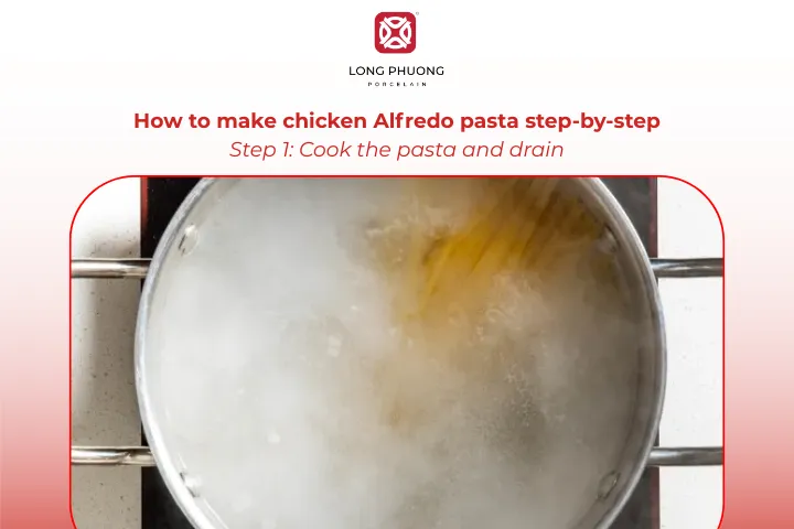 Cook fettuccine until tender and reserve pasta water for the sauce