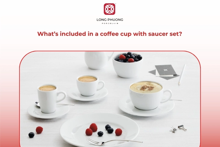 Coffee cup and saucer set including matching porcelain cups and saucers