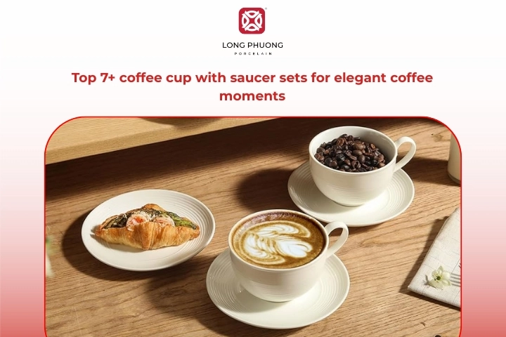 Elegant coffee cup with saucer sets made from porcelain