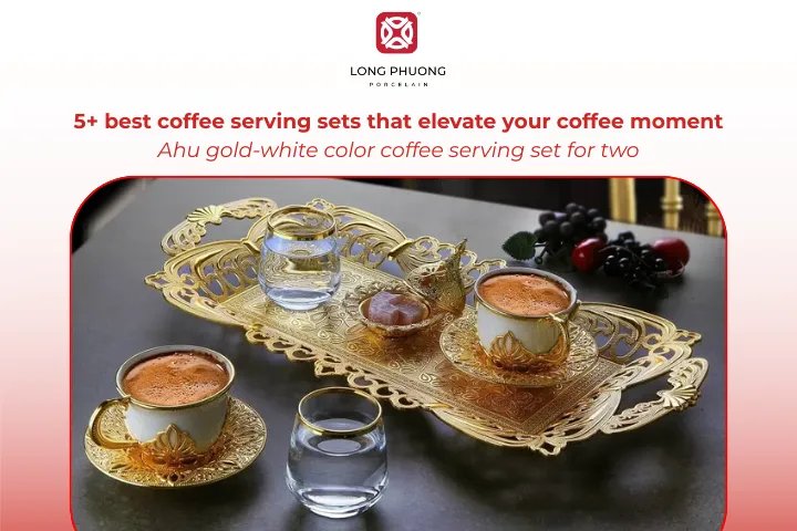The Ahu gold-white color coffee serving set balances daily use and special occasions