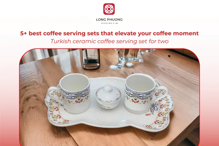 The Turkish ceramic coffee serving set is made for intimate coffee moments for two