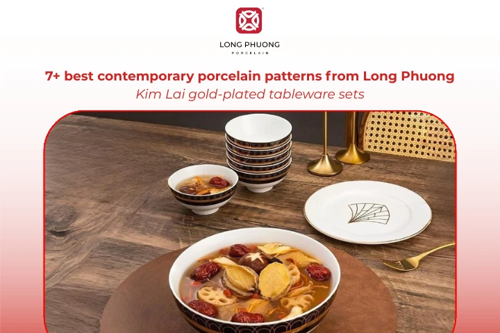 Gold accents on white porcelain create a refined yet contemporary table setting