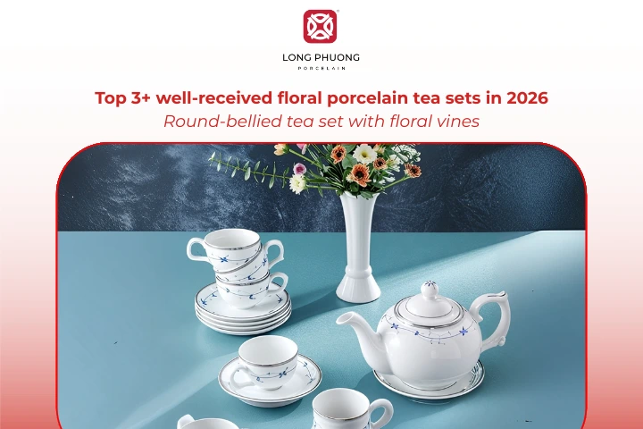 Soft floral vines on a round form create a calm and elegant tea table