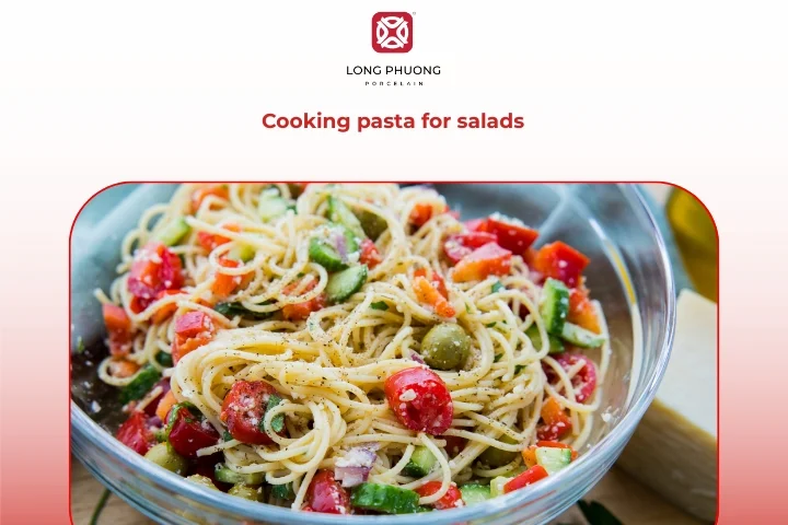 Cooking and preparing pasta noodles for fresh pasta salads