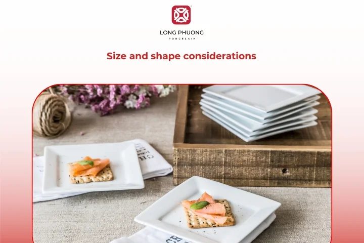 Comparison of porcelain snack plate sizes and shapes for appetizers
