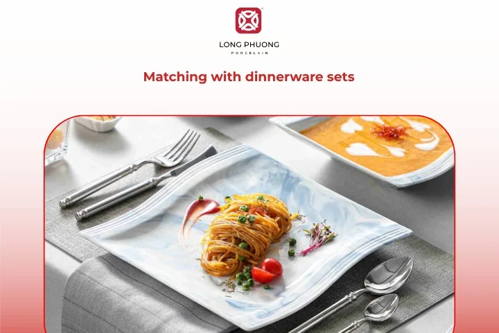 Porcelain snack plates matched with complete dinnerware sets