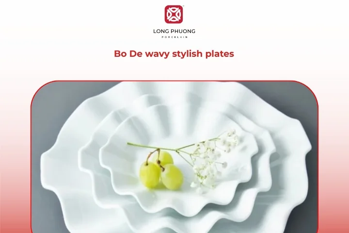 Bo De wavy porcelain plates with artistic curves for appetizer serving
