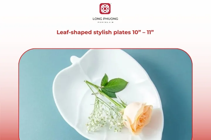 Leaf-shaped porcelain appetizer plates inspired by natural design
