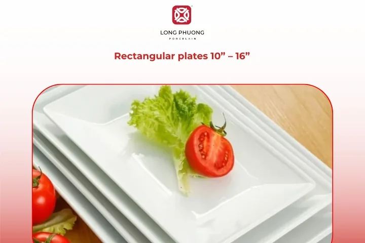 Rectangular porcelain plates used for modern appetizer and snack presentation
