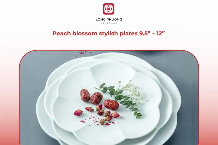 Peach blossom porcelain snack plates with floral-inspired design