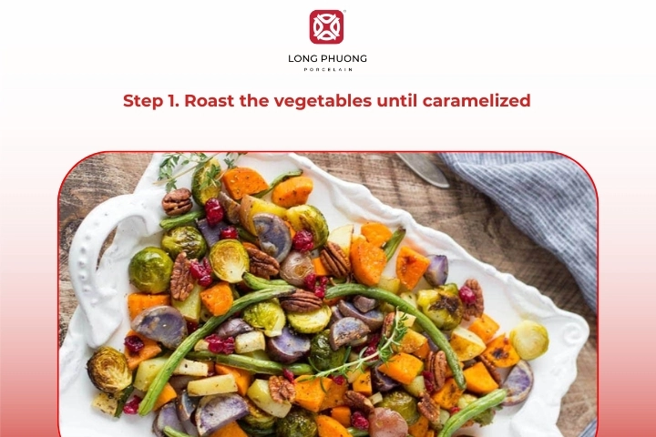 Mixed vegetables roasted in the oven until golden and caramelized for lasagna