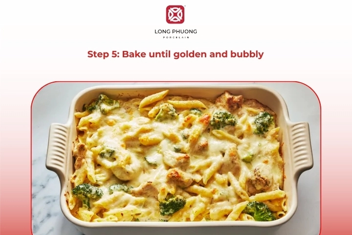 Chicken spinach pasta casserole baked until cheese turns golden and bubbly