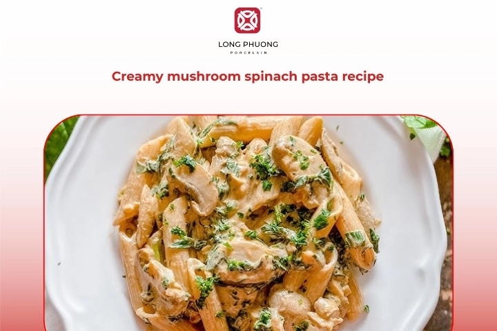 Creamy Mushroom Spinach Pasta With Rich Smooth Sauce