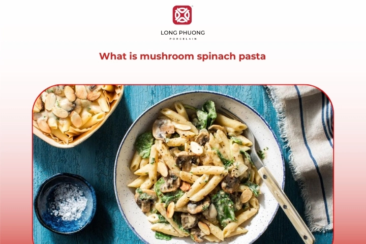 Spinach And Mushroom Pasta Cooked With Garlic And Olive Oil
