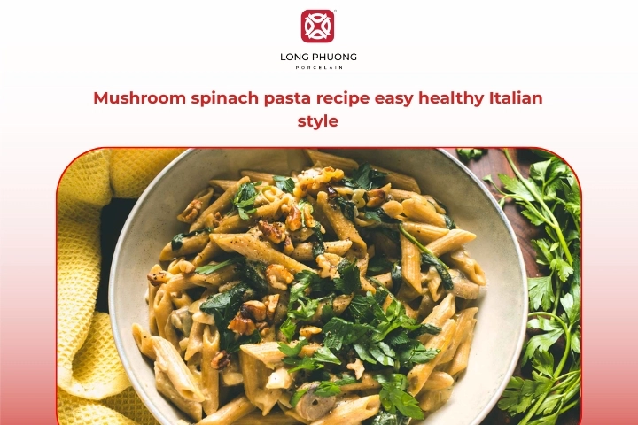 Italian Style Mushroom Spinach Pasta Recipe Served Fresh For A Healthy Easy Dinner