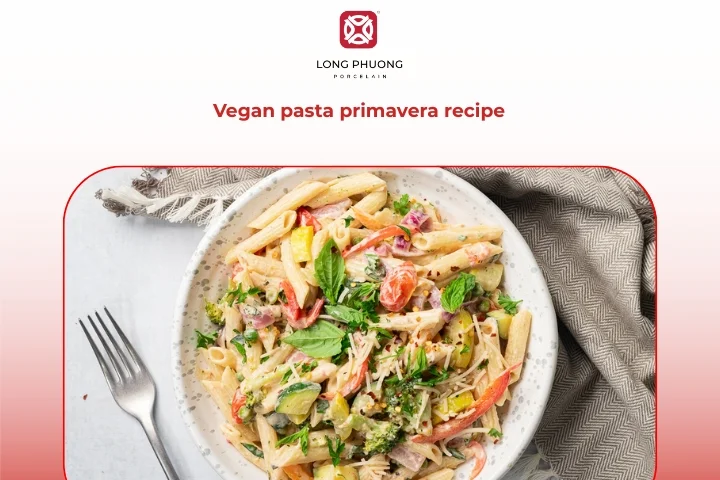 Vegan pasta primavera recipe made with dairy-free ingredients
