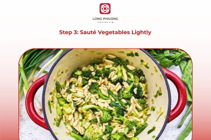 Sautéing zucchini and bell peppers for veggie primavera
