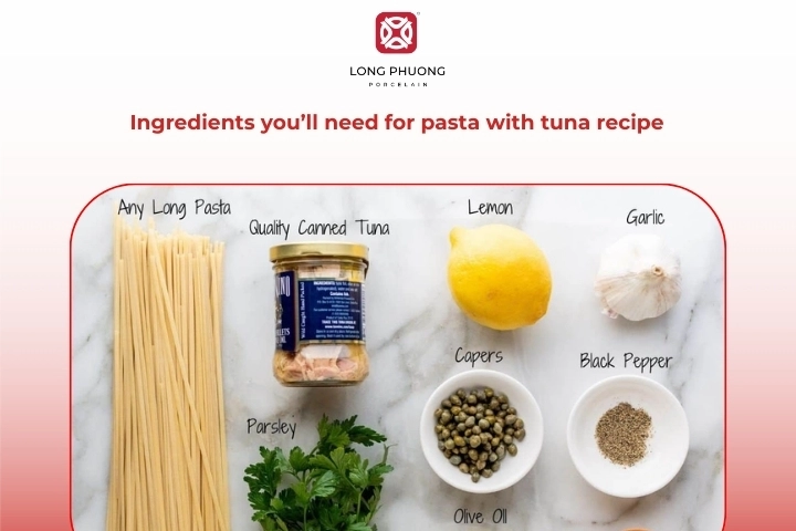 Ingredients for pasta with tuna recipe