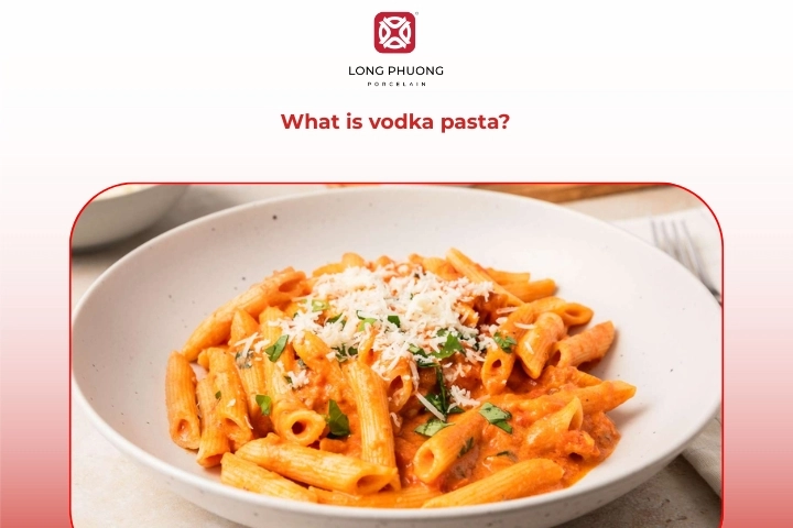 Vodka pasta made with tomato sauce, cream, and penne