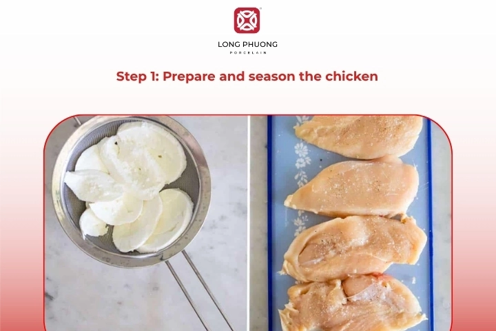 Preparing and seasoning chicken breast for chicken mozzarella recipe at home