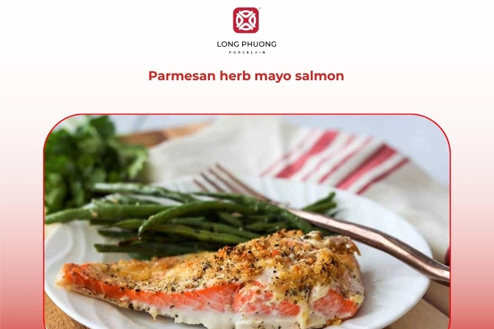 Parmesan herb baked salmon with mayo crust