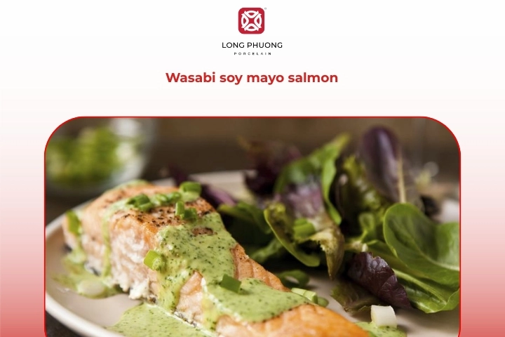 Wasabi soy flavored salmon in mayonnaise topping