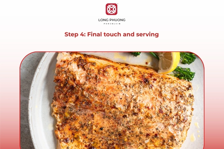 Baked salmon and mayo garnished and ready to serve