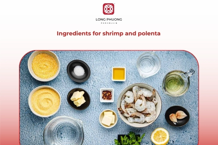 Ingredients for shrimp and polenta fresh
