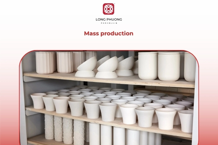 Mass production in Quality control and finishing in OEM porcelain manufacturer