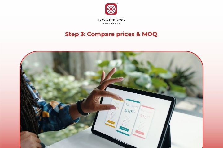 Compare factory price and MOQ when buying porcelain tableware in bulk
