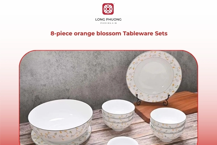 8 piece orange blossom tableware sets floral design