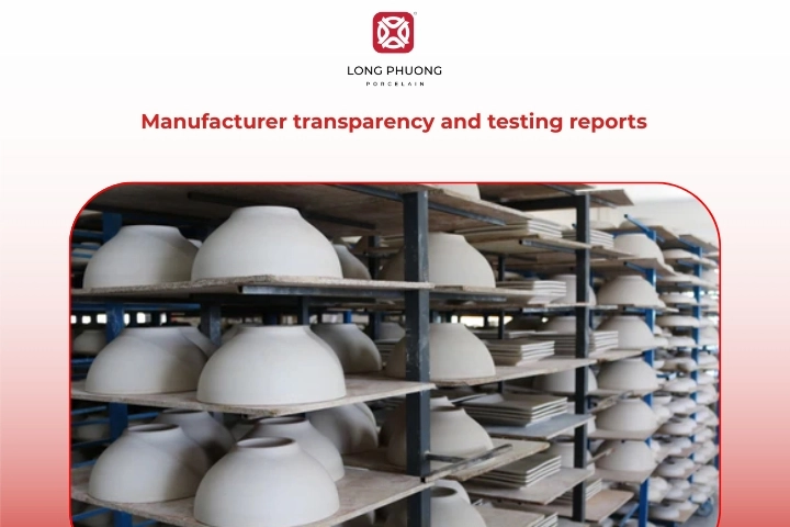 Manufacturer transparency and testing reports for safe dinnerware