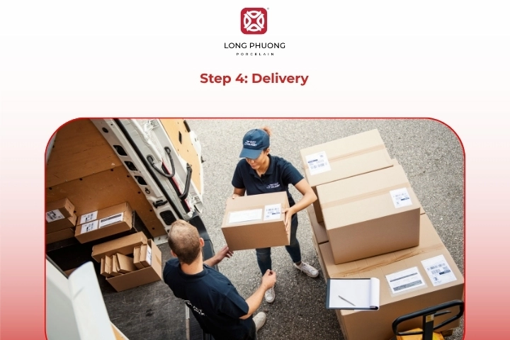 Delivery process for custom logo tableware orders