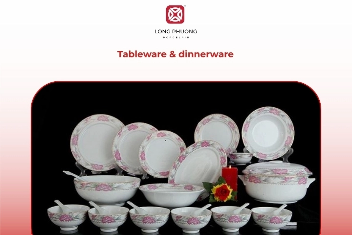 Porcelain tableware and dinnerware from Vietnam porcelain factory