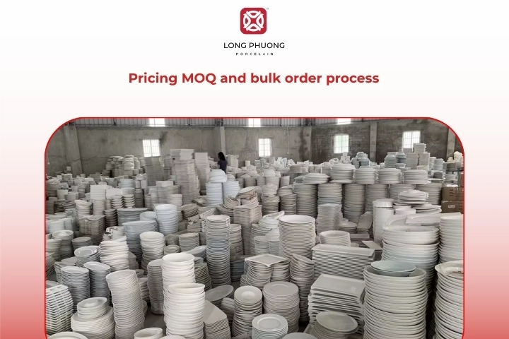 Pricing MOQ and bulk order process for commercial tableware supplier