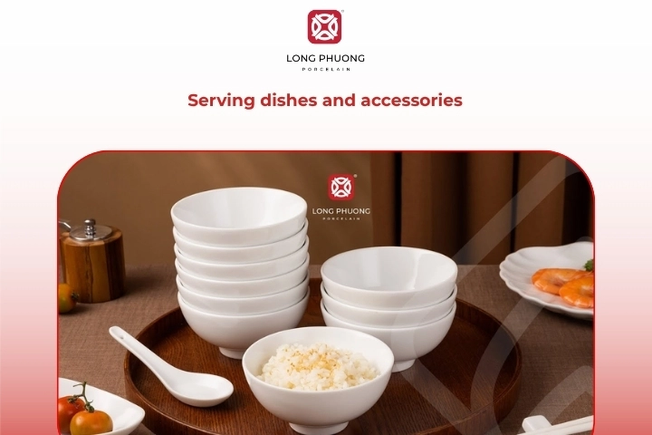 Serving dishes and accessories for horeca tableware setup