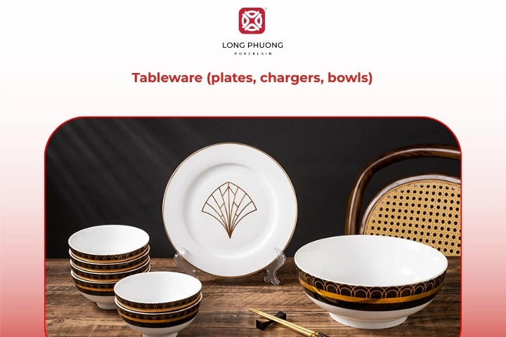 Fine dining porcelain plates chargers and bowls
