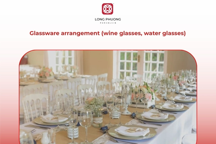 Elegant glassware arrangement for formal dinner table