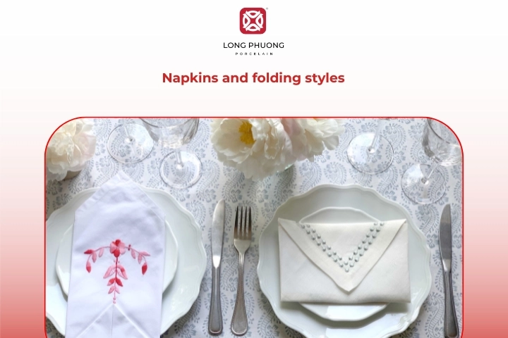 Folded napkins for luxury table setting