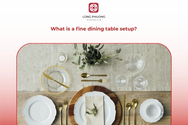 Luxury fine dining table setup with porcelain tableware