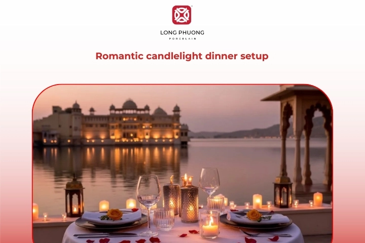 Romantic candlelight fine dining table arrangement